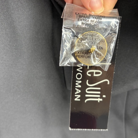 Le Suit Womens 24W Single Button Blazer Slim Fit Pants Suit Black Office Career - Picture 6 of 16